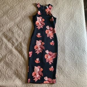 H&M floral print dress (coral/ pink and navy) - XS